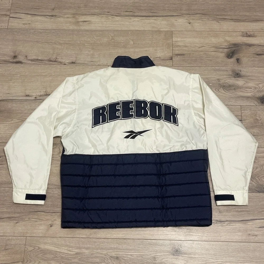 Vintage Reebok Men's Large Long Sleeve White Jacket Medium Logo Spellout